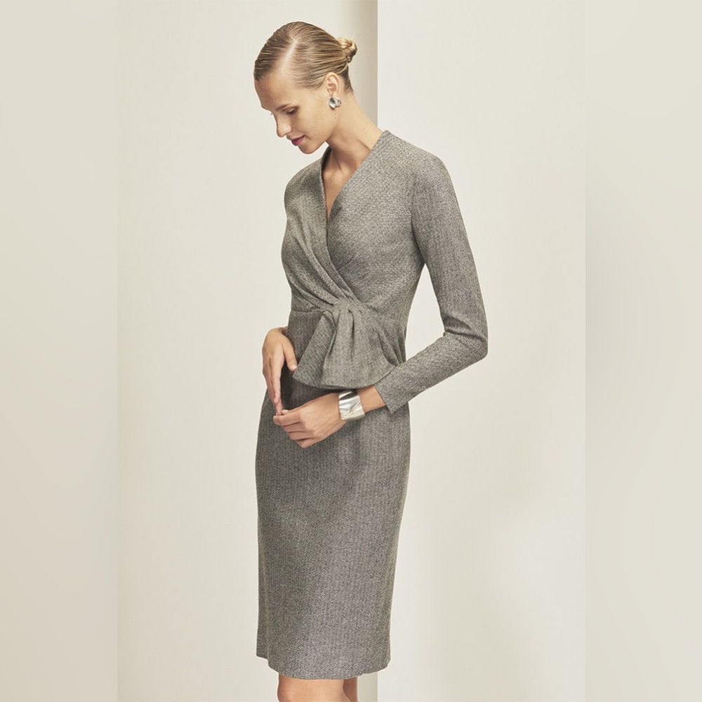 The Fold Hardwick Herringbone Below Knee Dress